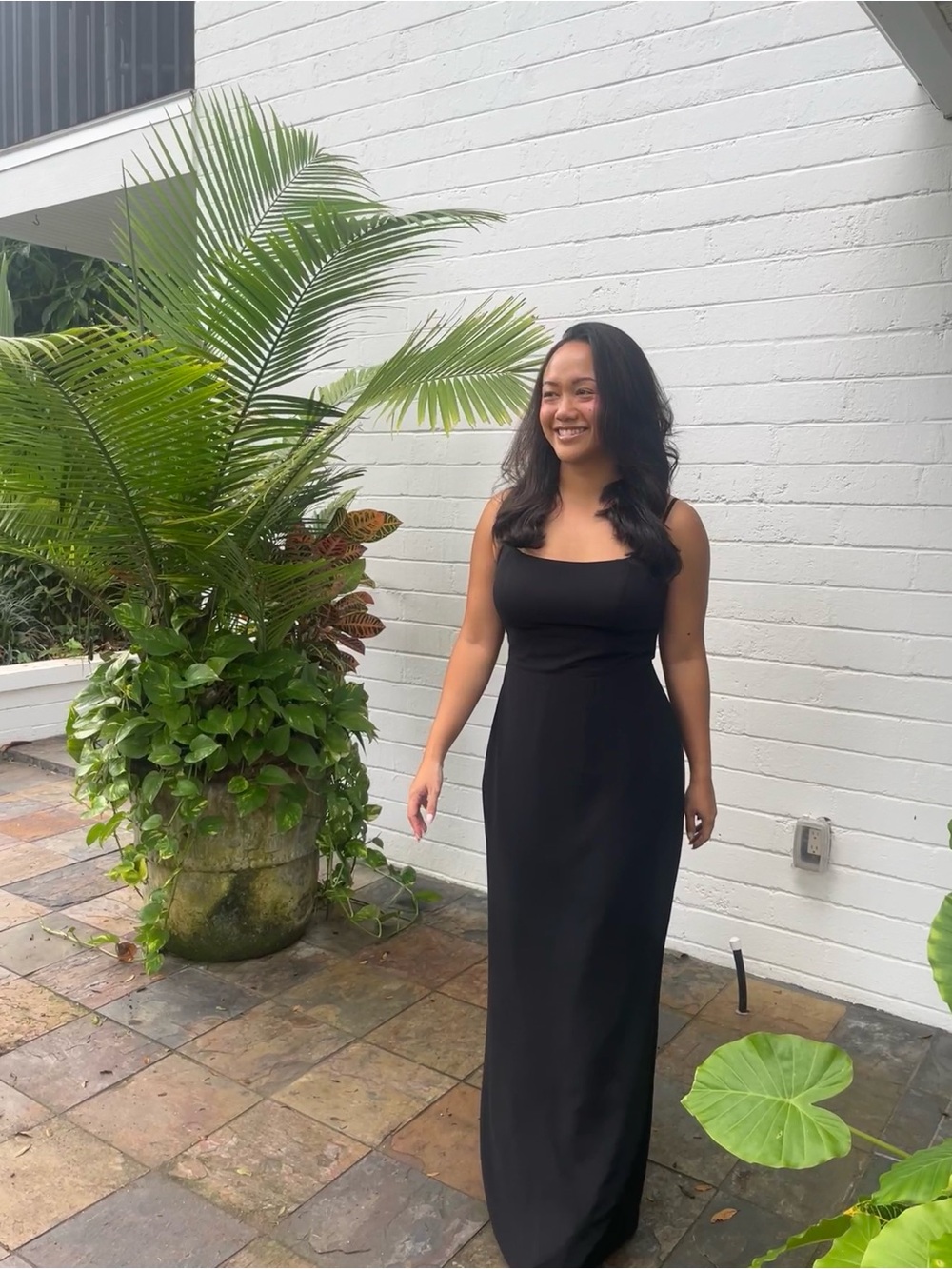Classic Black Square-Neck Maxi Dress